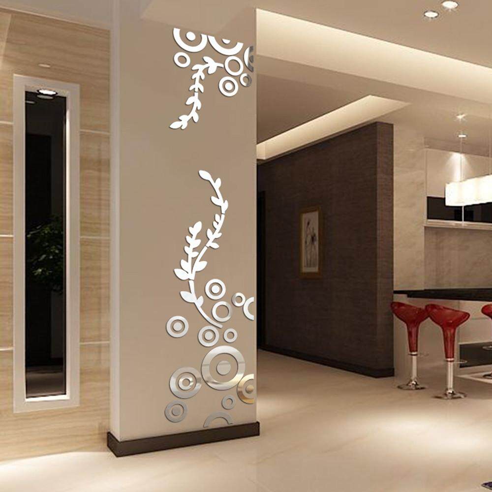 Senteniced Sáng Tạo Vòng Tròn Nhẫn Gương Acrylic Dán Tường 3D Nhà Trang Trí Phòng Đề Can BK