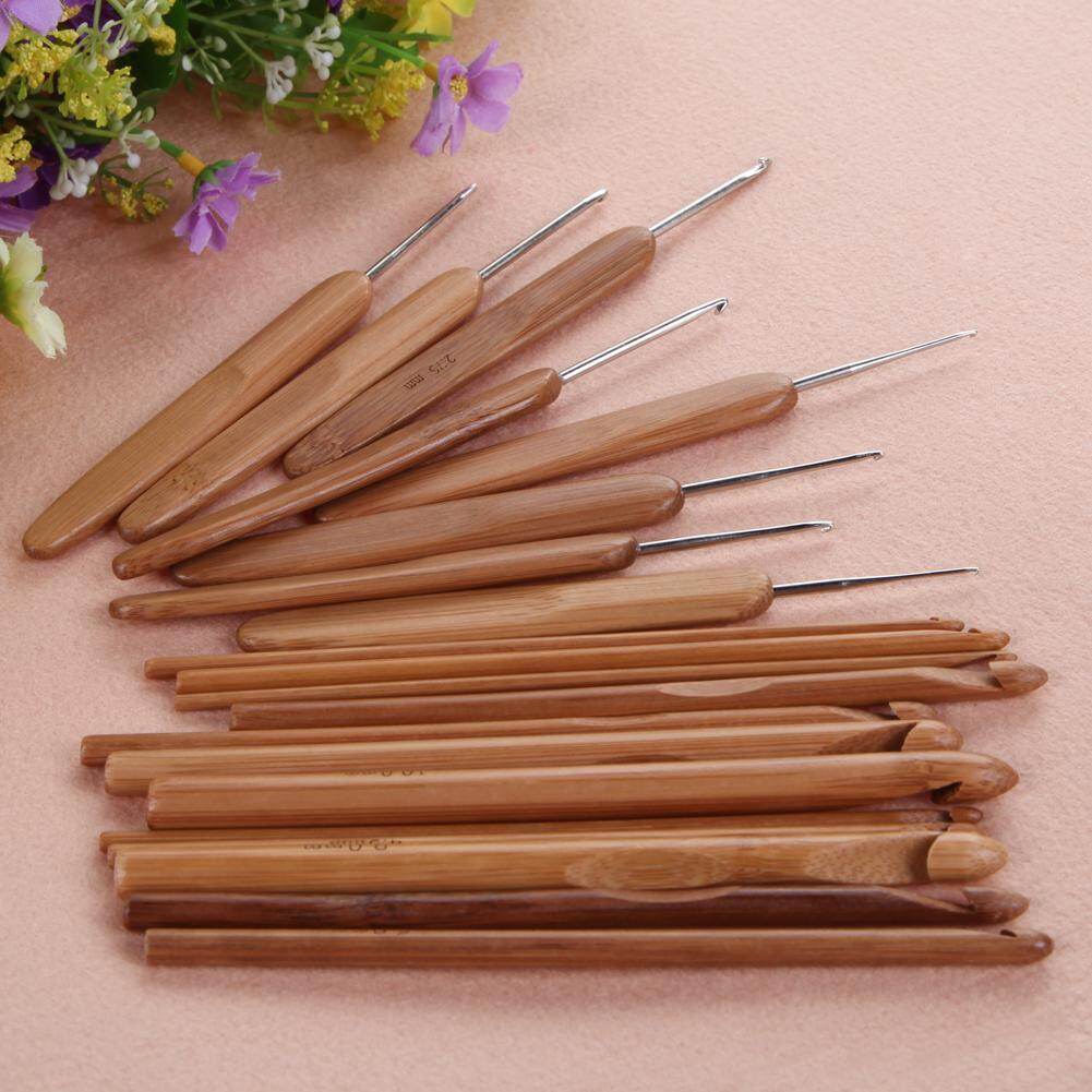 [Chinatera] 20pcs Bamboo Crochet Hooks Knitting Weave Needles Set with Case