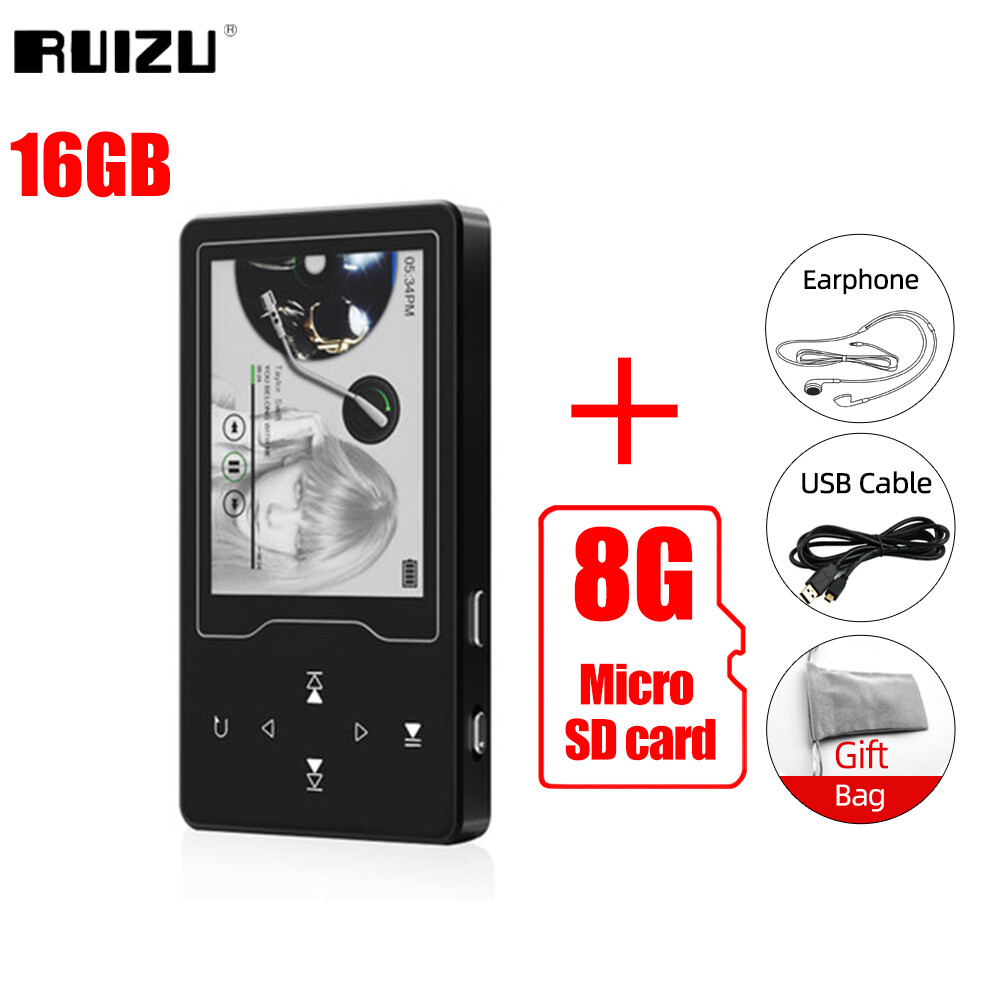 Ruizu d08 metal mp3 player with built-in speaker portable hifi lossless music player 2.4in hd large color screen audio mp4 player walkman support fm radio voice recorder e-book video player expansion tf card up to 64gb