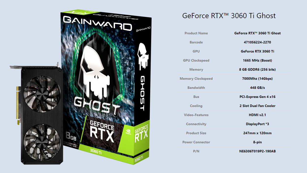 Gainward RTX3060TI Ghost 8G GDDR6 256bit RTX 3060 TI Ghost | Lazada