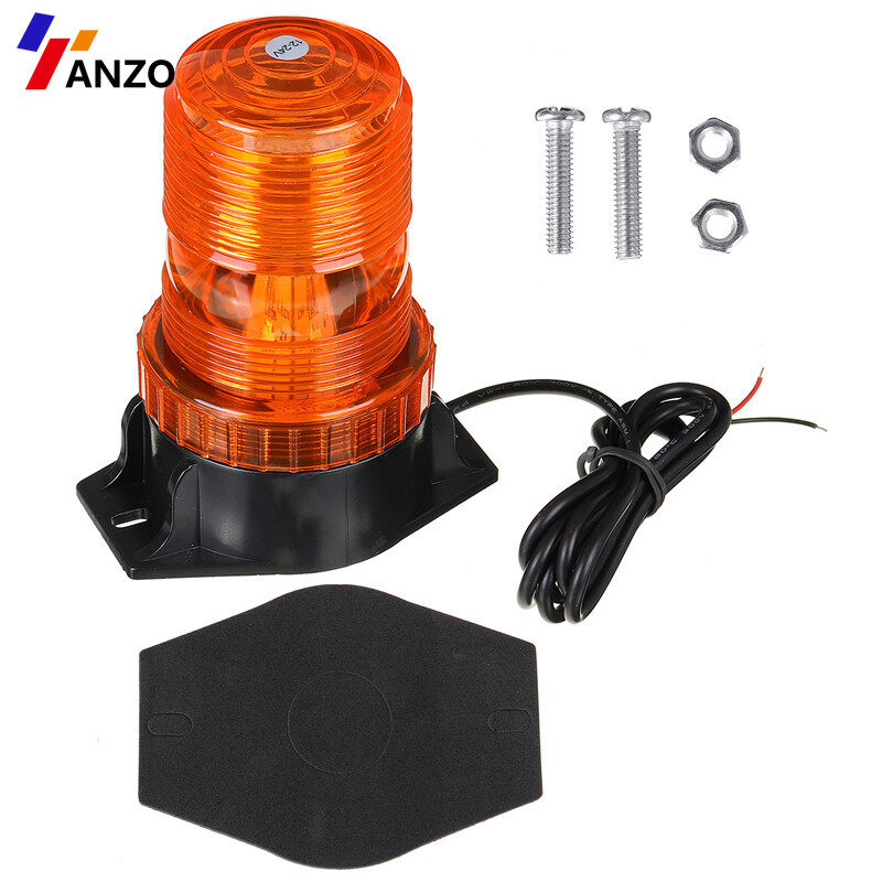 原文 Rotating Car LED Emergency Light IP65 Waterproof Hazard Warning Strobe Light Flexible Flashing Beacon Warning Light With Car Charger DC12-24V For RV Camper ATV Tractor lamp