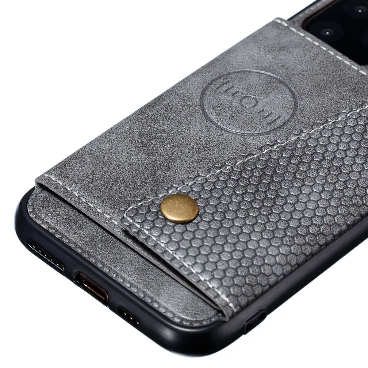 for iPhone 11 Pro Max Leather Case Multiple Folio Flip Cover Wallet Back Case Shell, can work with Car Mount, Hidden ID Credit Card Slot Holder, Retro Metal Button Clasp, Stand Support