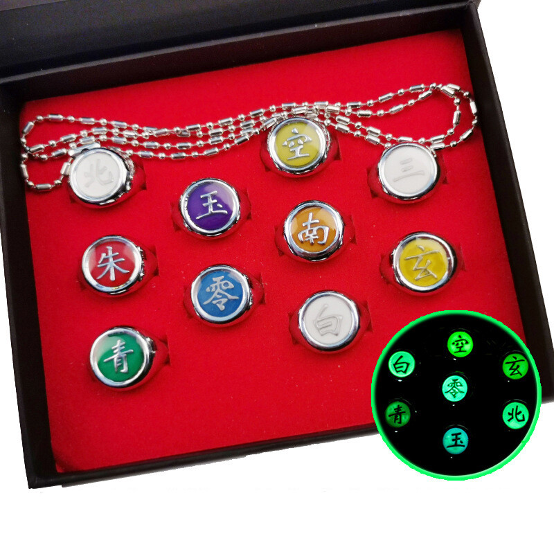 10 Pcs/Set Anime Akatsuki Ring Naruto Action Figure Cosplay Accessories Props Rings For Naruto Akatsuki Members Cosplay