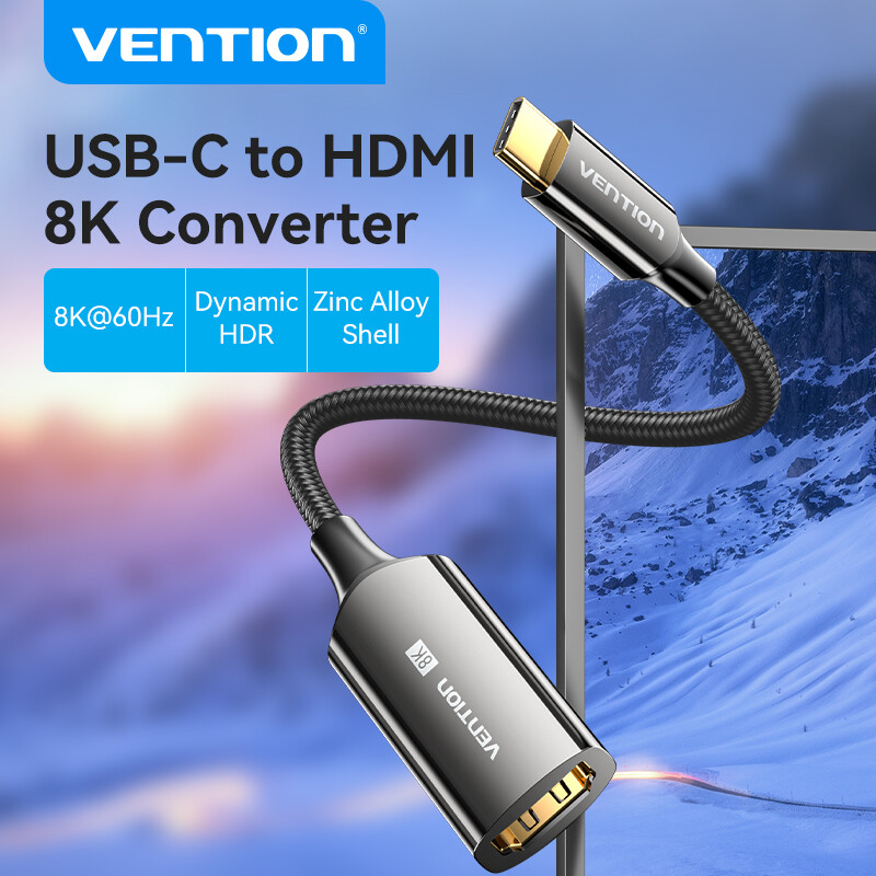 Vention hdmi cable type c to hdmi 2.1 8k 60hz for samsung huawei mate 20 p20 pro thunderbolt 3 usb hdmi adapter zinc alloy shell
