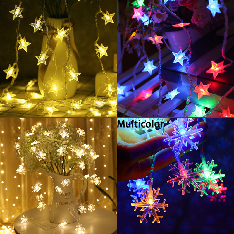 20LED 2.5/3M Light String Fairy Lights Five-Pointed Star/snow light string romantic Xmas party room decor