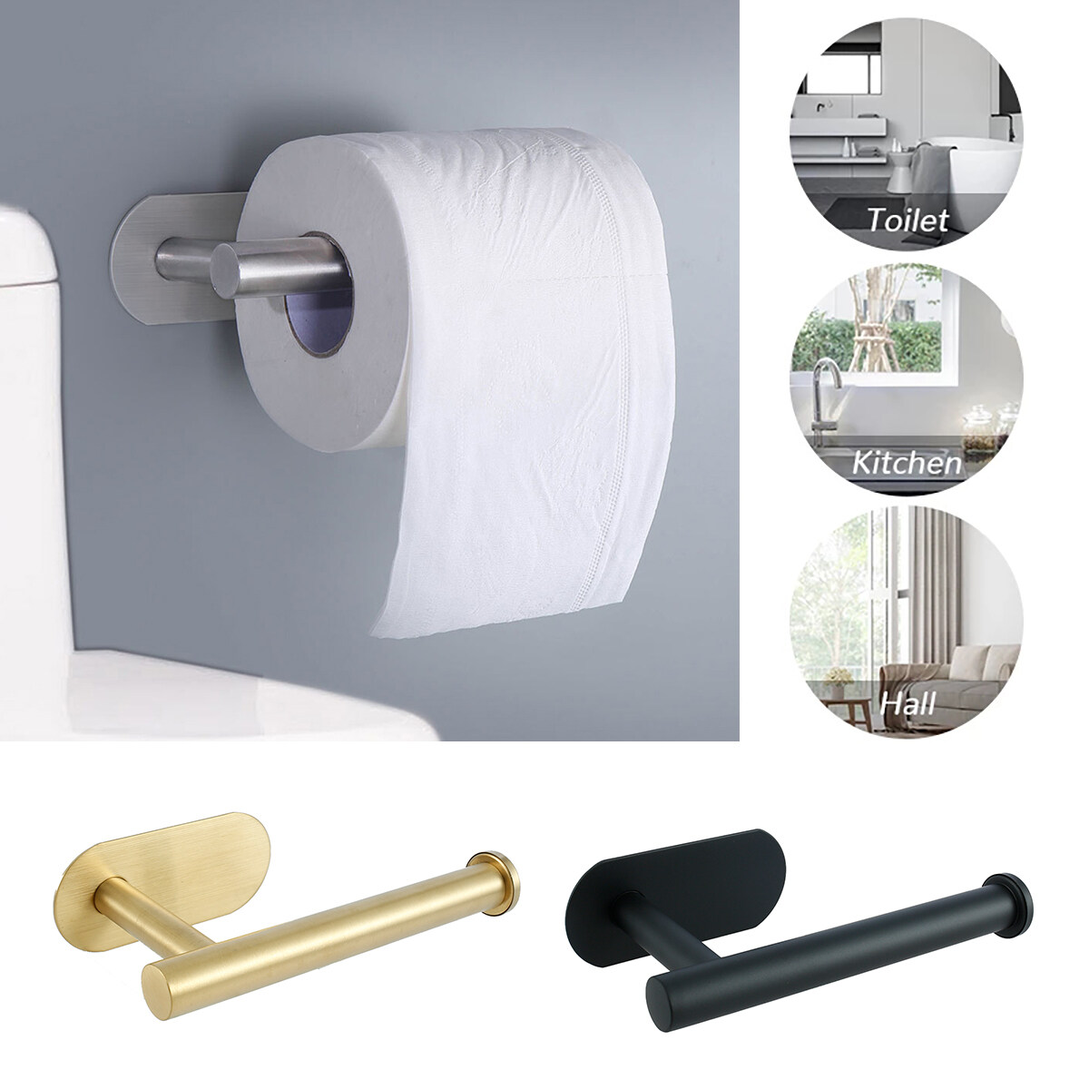 Toilet Roll Holder Stainless Steel Paper Tissue Dispenser For Bathroom ...