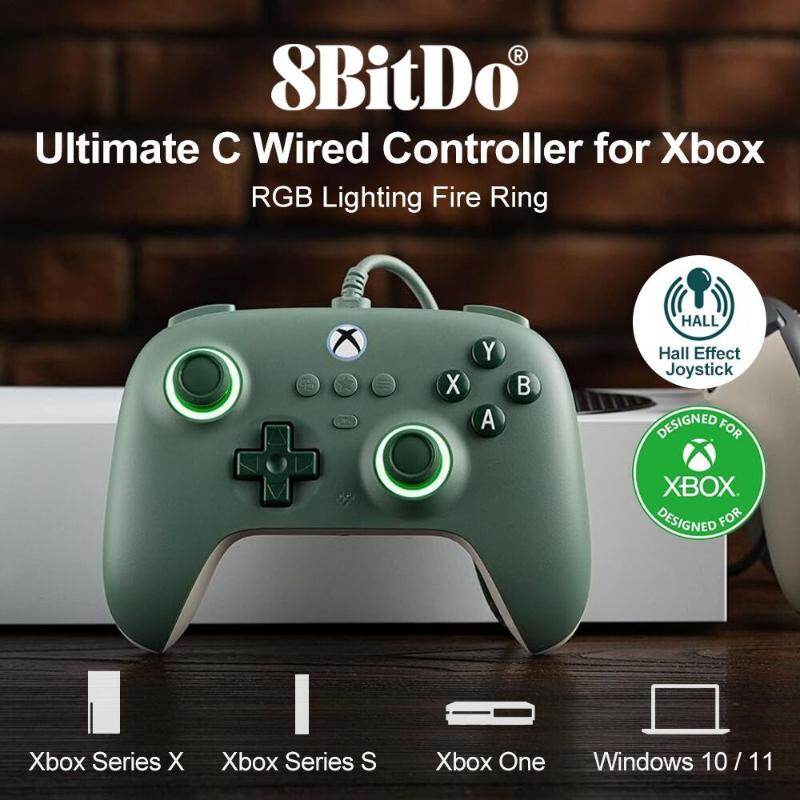 Original 8BitDo Ultimate C Wired Controller For Xbox Series S, X, Xbox One  RGB Lighting Fire Ring Hall Effect Joysticks For Windows 10/11