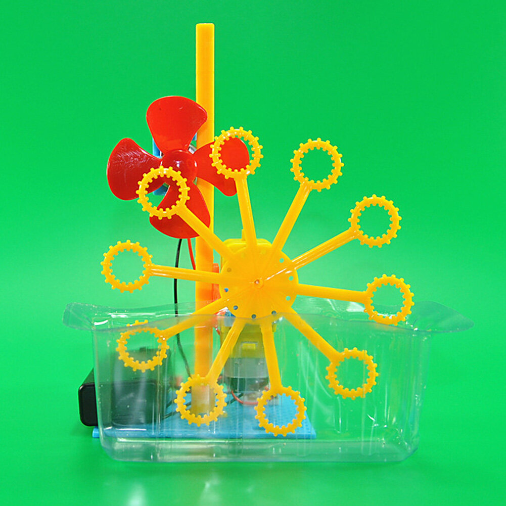 DIY Assembly Electric Bubble Machine Model Science Experiment Kit Education Toy
