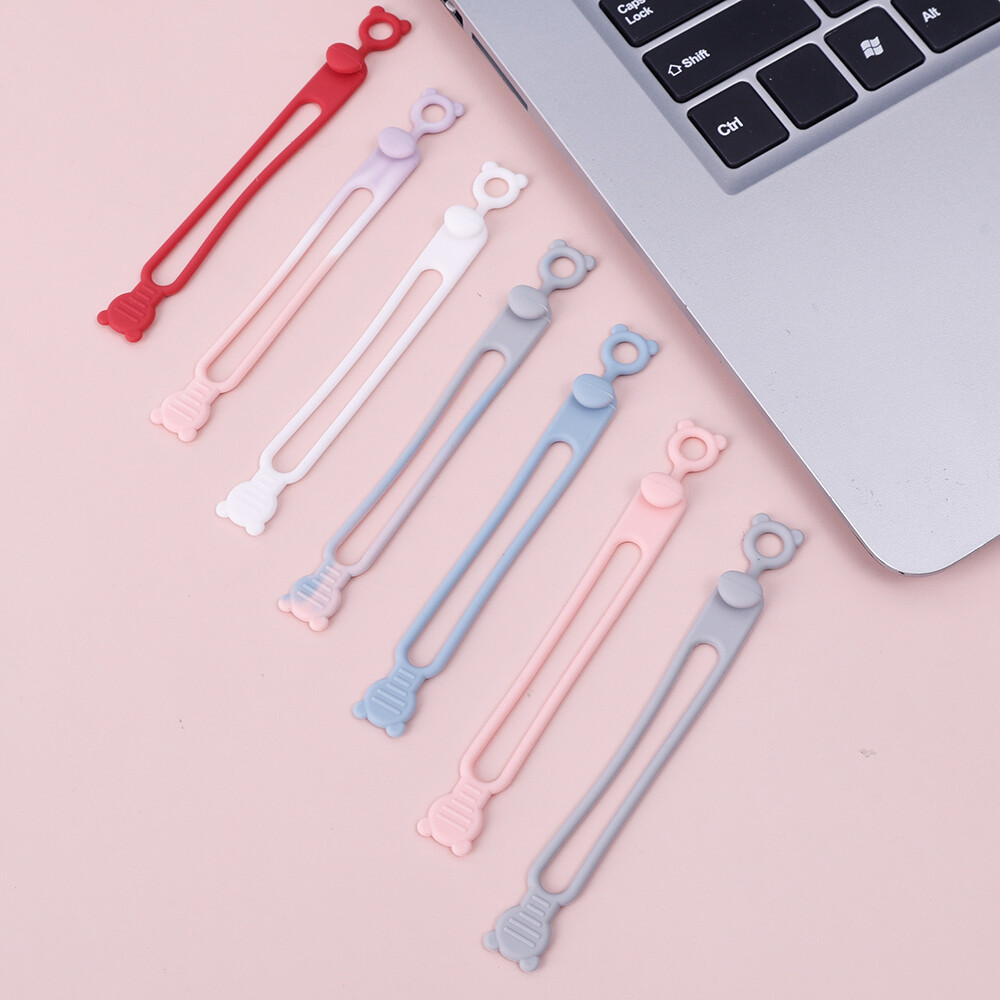 3Pcs Cable Ties Elastic Silicone Organizer Straps Reusable Headphone Cable Organizing Wire Winder