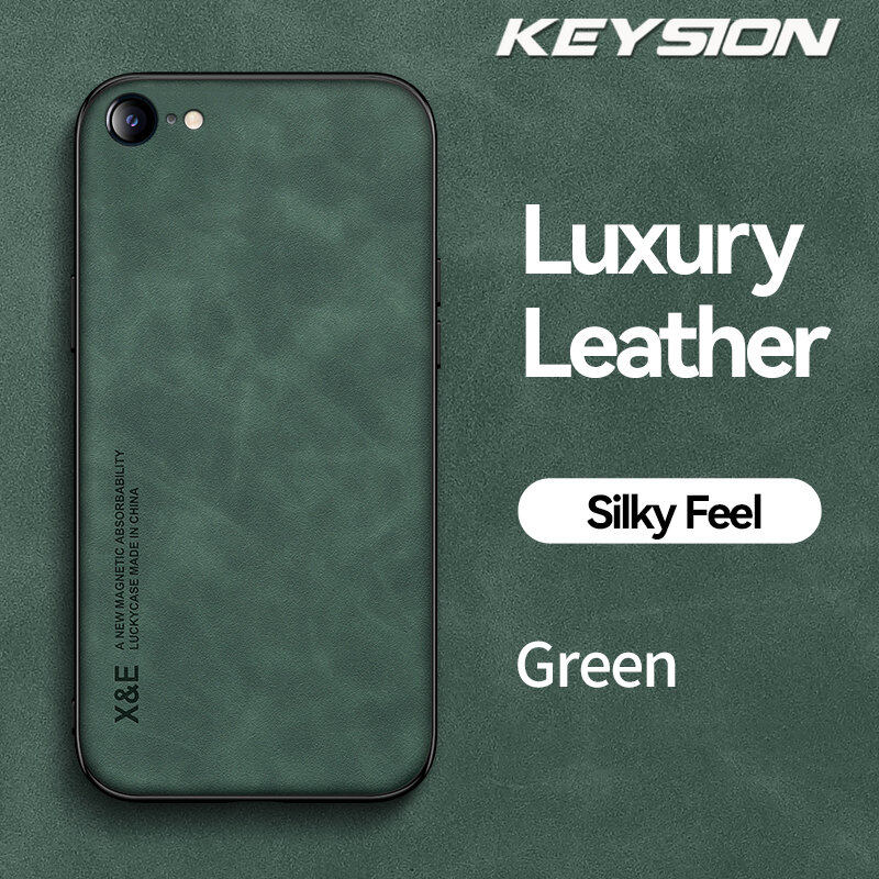 Keysion luxury leather case for iphone se 2022 se 2020 silicone shockproof phone back cover for iphone 8 7 plus