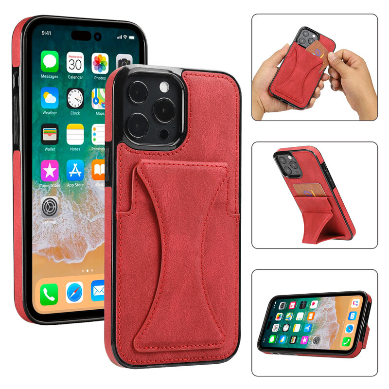 XICCI Car Magnetic Case for Apple IPhone 14 14Pro 13 12 11ProMax XS XR 7 8 SE 2020 Back Cases Card Slot Shockproof Phone Casing+ TPU Anti-knock Armor Back Cover Casing