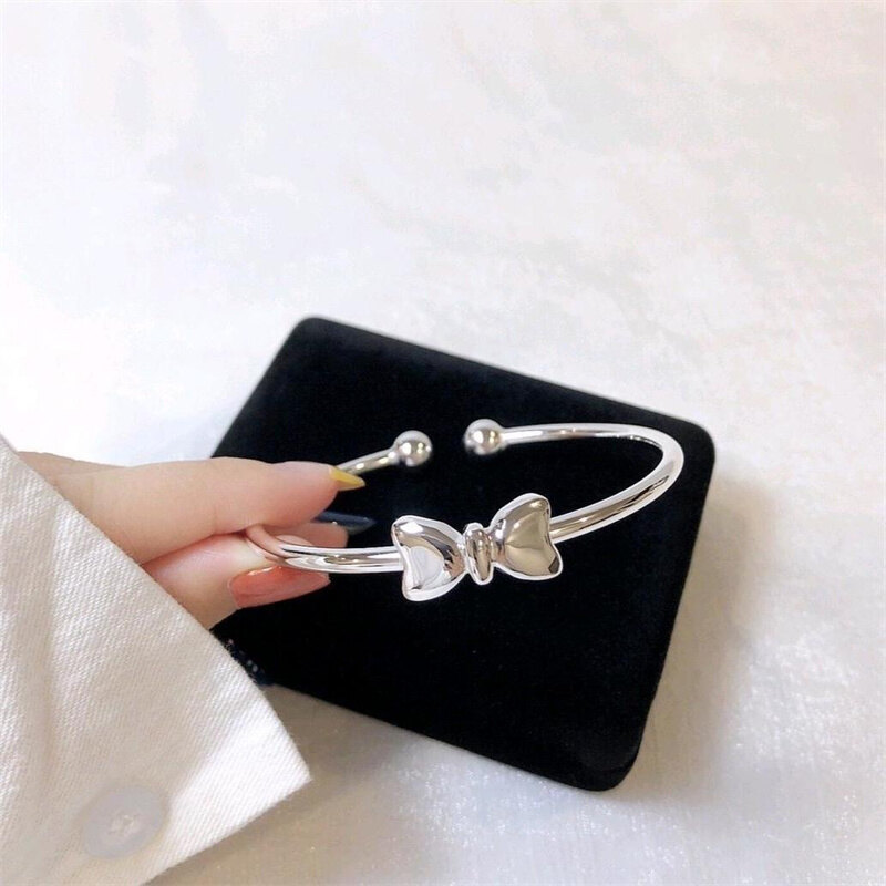 Korean Style Heart-shape Adjustable Bangle For Women Bracelet Rhinestone Inlay Luxury Friendship Jewelry