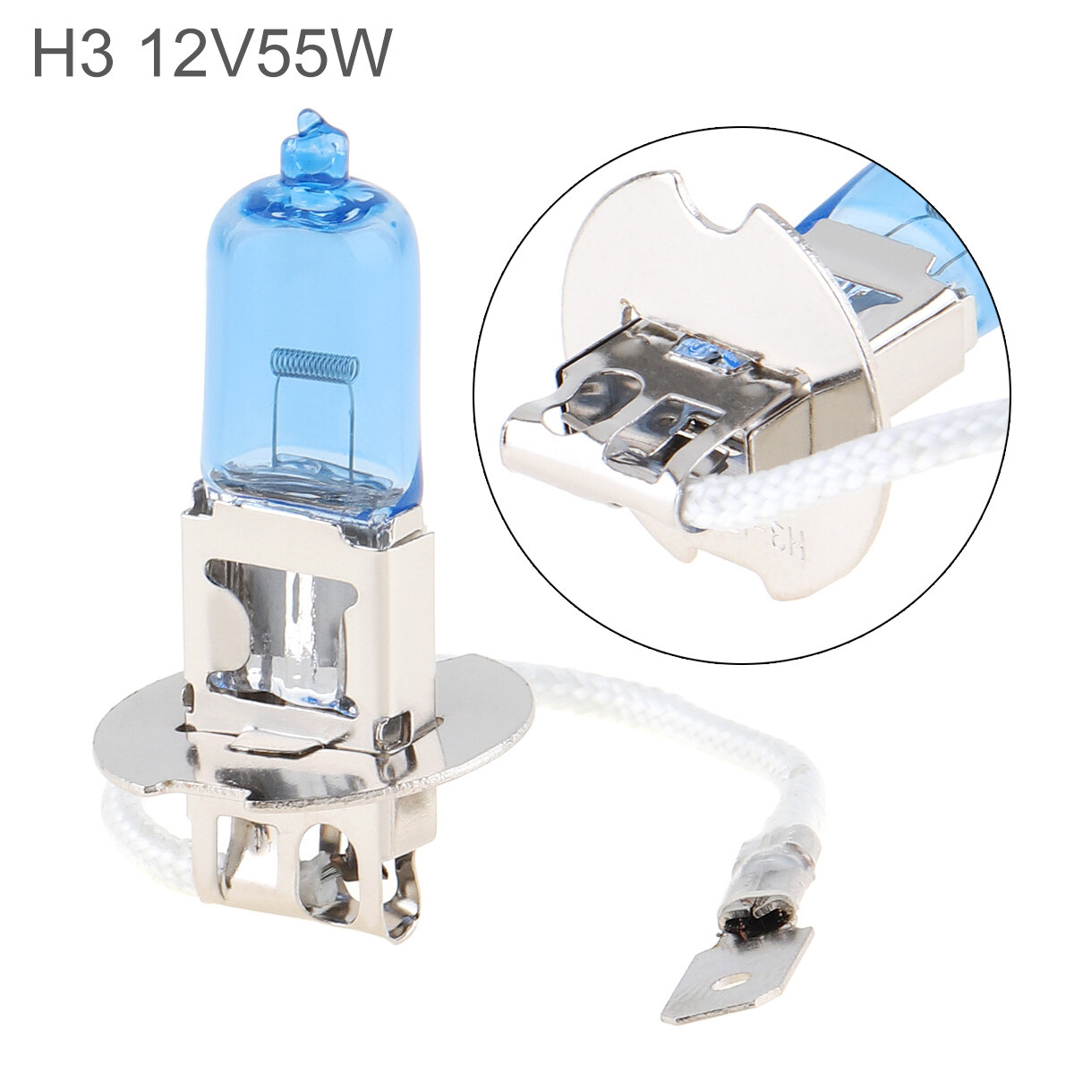 Movflax 12v h3 55w 5000k white light car halogen lamp auto front headlight fog bulb