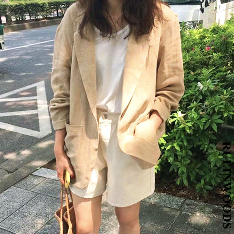 CHICCHIC [Premium Quality] Women's Linen Blazer Breathable Jacket