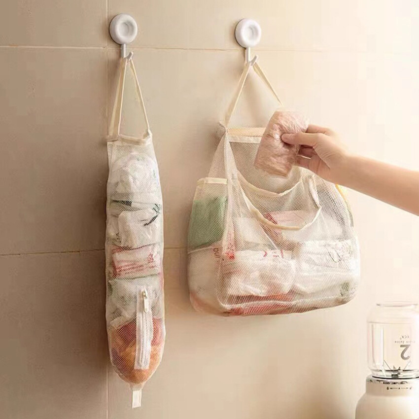 Multi-Functional Wall Hanging Fruit And Vegetable Hanging Bag Portable Ginger And Garlic Hollow Net Bag Breathable Storage Bag