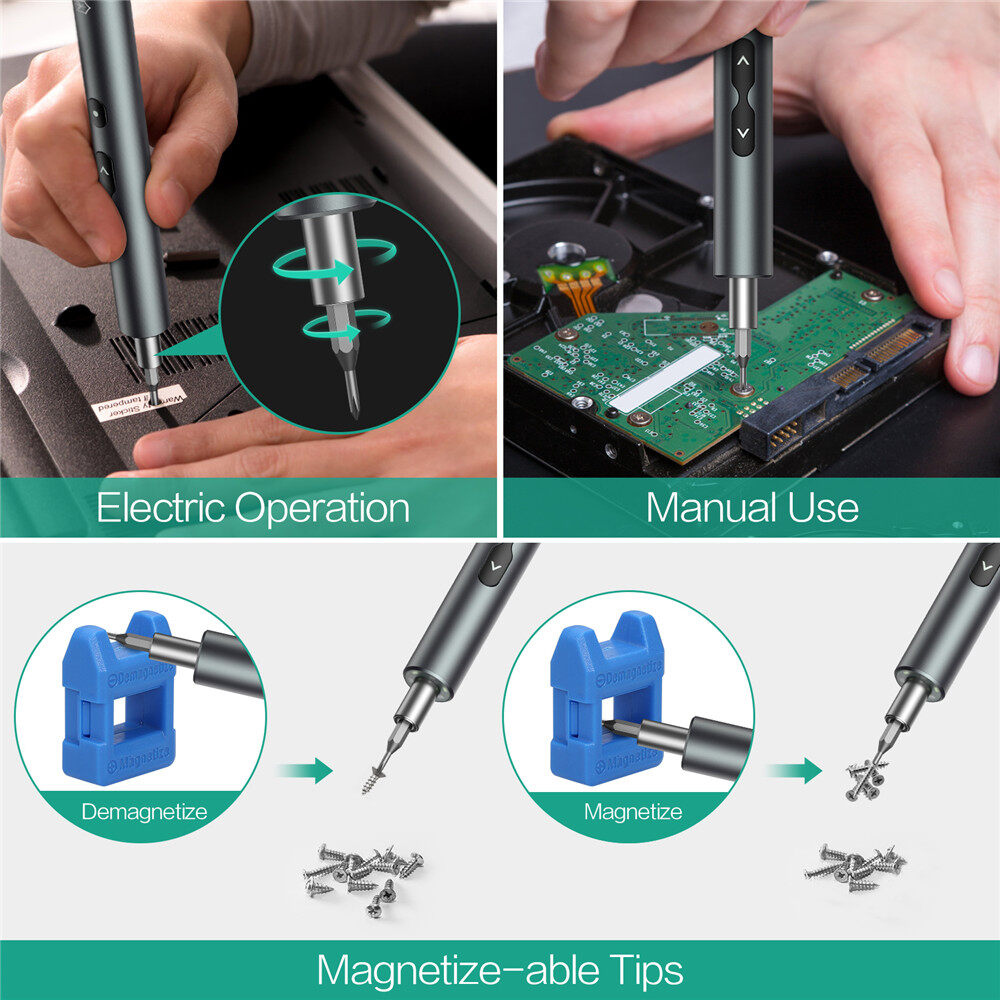 ORIA Electric Screwdriver Set Handle with 3 LED lights Rechargeable Cordless Driver Handle Automatic Compatible With ORIA Other Repair Tools set and Screw Driver Set Precision Bits kit[stock ready]