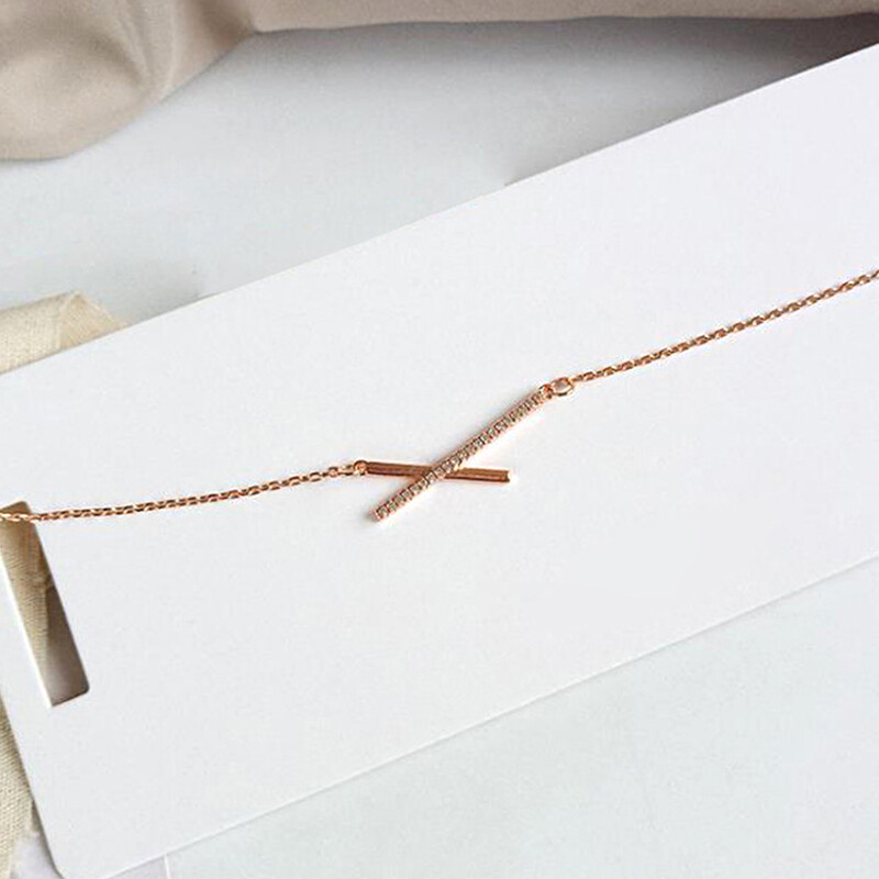 Fashion Jewelry Shop 【X】New Cross Pendant Necklace Female Senior Diamond Necklaces Couple Letter Pendant