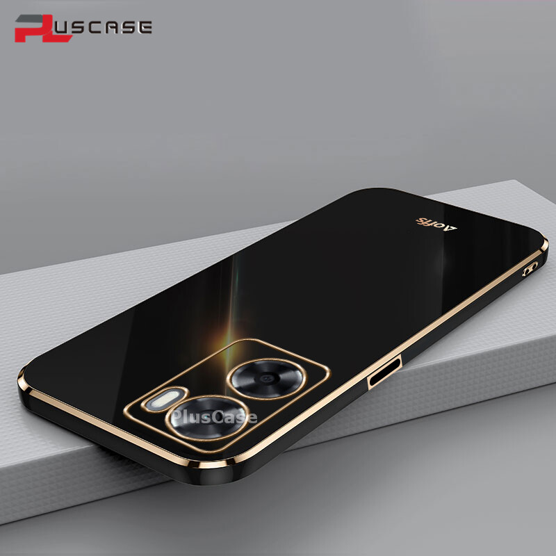 PlusCase for OPPO A57 4G A77s 6D Plating Soft Case Lens Protector Square Frame Silicone Glossy Shockproof Phone Back Cover