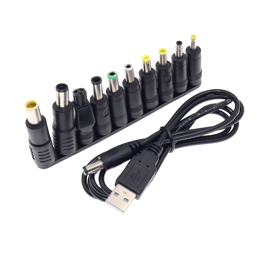 Phổ USB Để đầu cắm DC điện sạc cáp Dây DC 5.5x2.5 Mm Giắc kết nối Adapter Cho Router quạt nhỏ Loa (1 Cáp + 10 Kết Nối)