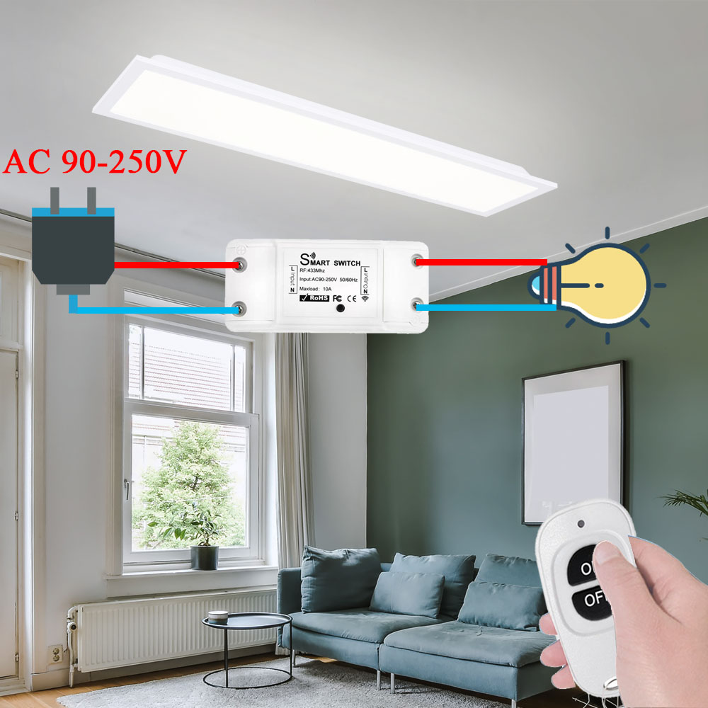 WenQia 433 MHz RF Universal Wireless Remote Control Switch AC 110V 220V 1CH Light Switch Relay Receiver Transmitter for Led Fan Lamp