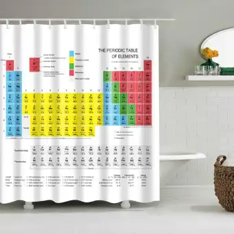 Household Series Chemistry Bathroom Shower Curtain Set Periodic
