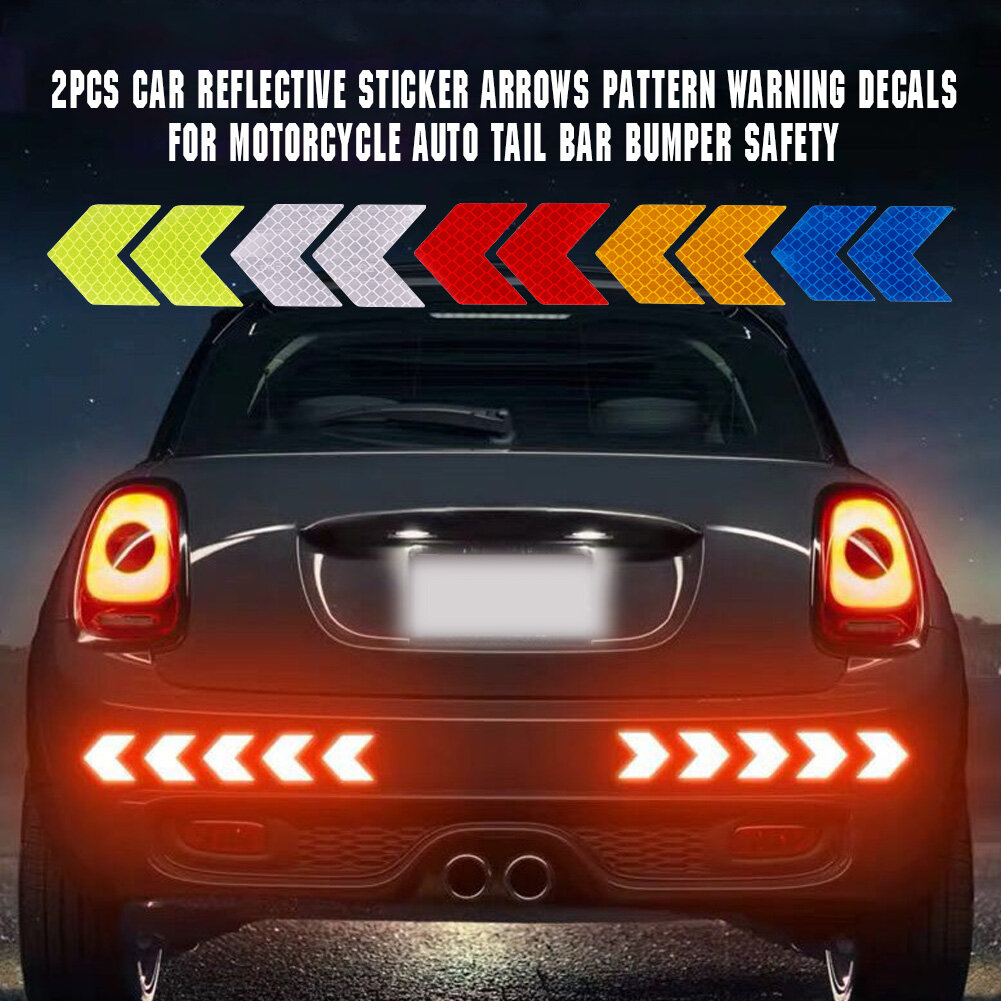 JaneDream White-2Pcs Car Reflective Sticker Arrows Pattern Warning Decals For Motorcycle Auto Tail Bar Bumper Safety BYD ATTO 3