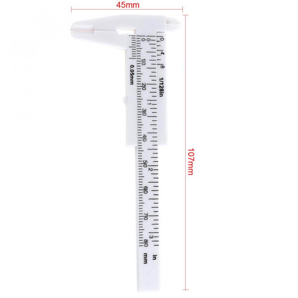 0-80mm Double Scale White Plastic Vernier Caliper with Mini Measurement Tool for Students / Antique Measurement
