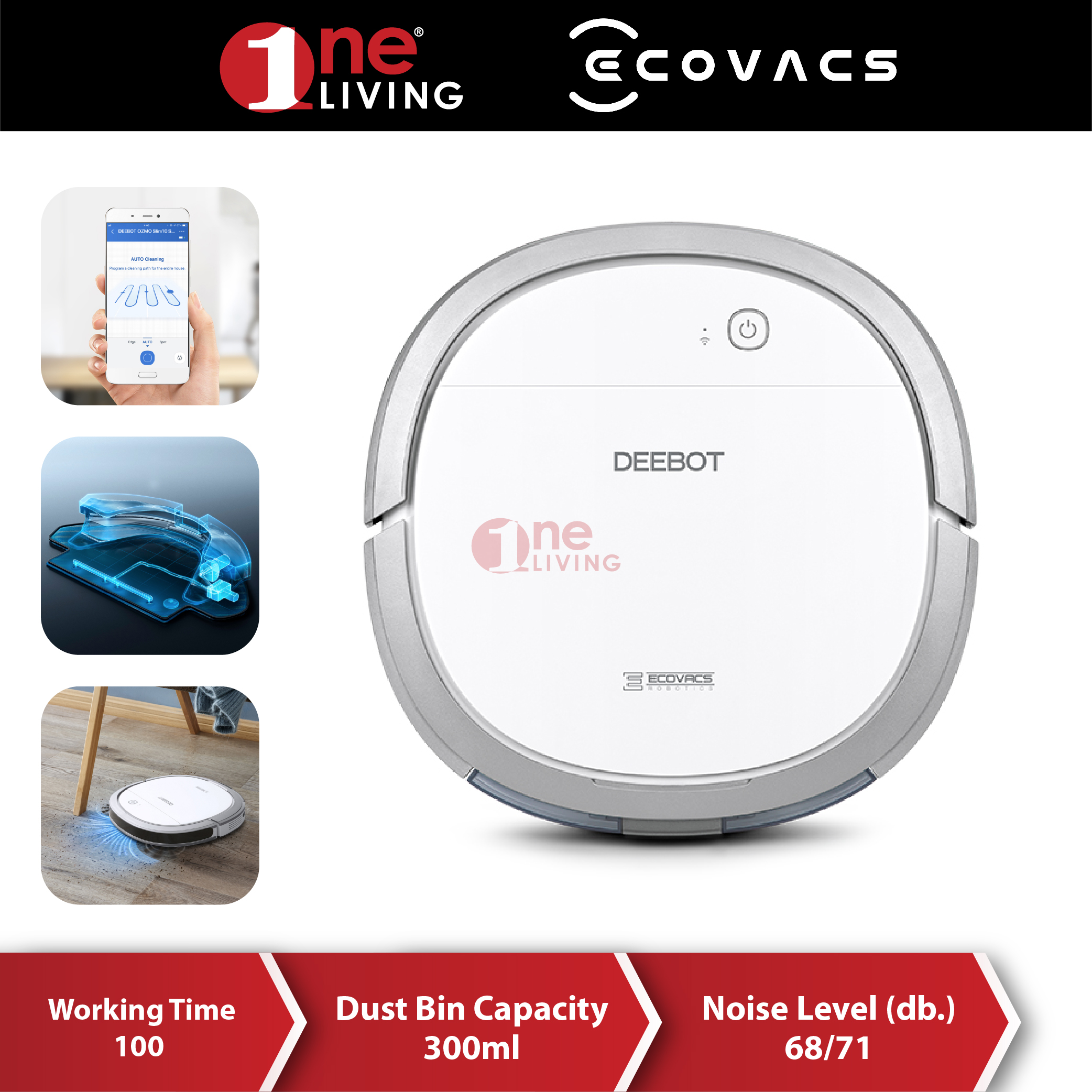 Ecovacs Deebot Ozmo Slim 11 Robotic Vacuum | Lazada