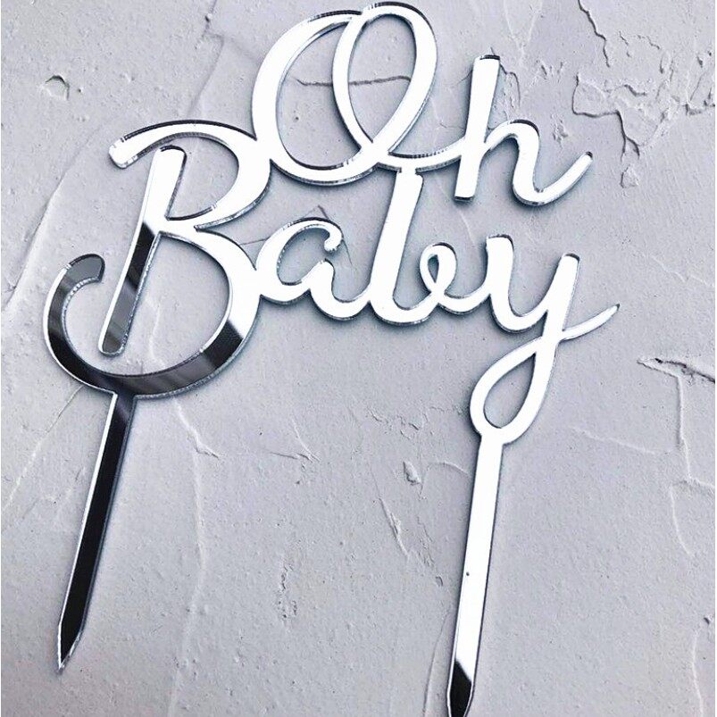 Oh Baby Cake Topper Acrylic Cake Decoration for Baby Shower Party