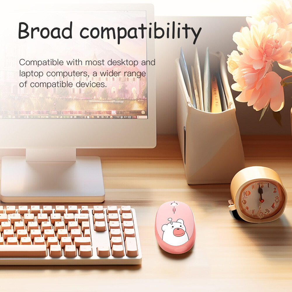 【2023】Hoco Cute Cartoon Wireless Mice Computer Mouse for Laptop Silent Buttons 2.4G with USB Mini Receiver, 800 DPI 1200 DPI With 3 Adjustable DPI For PC Laptop