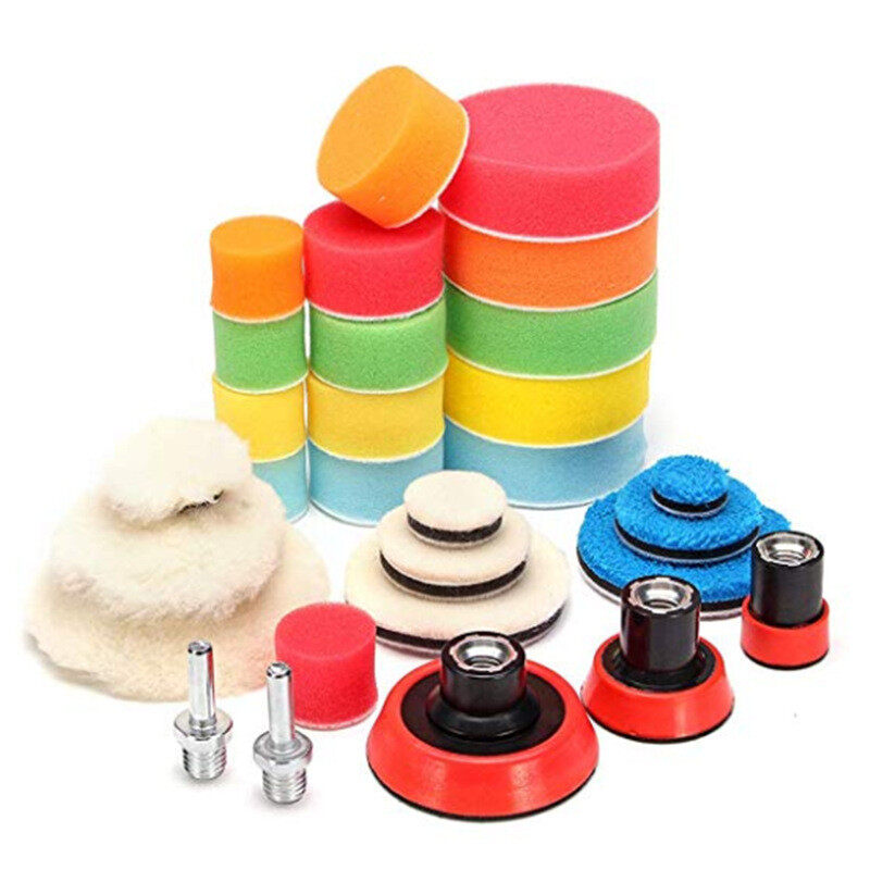 29Pcs Bọt Sáp Phớt Đánh Bóng Len Tấm Lót Đánh Bóng Xe Bộ Dụng Cụ Đối Với Đánh Bóng Máy Đánh Bóng Rửa Xe Phụ Kiện