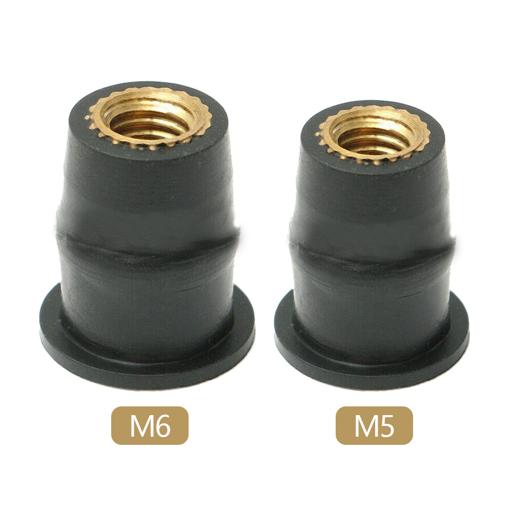 JaneDream 10pcs/pack Motorcycle Universal Modified Windshield Rubber Nuts Bolts Screws M5 M6 Fasteners For Kayaking Rubber Well ATV