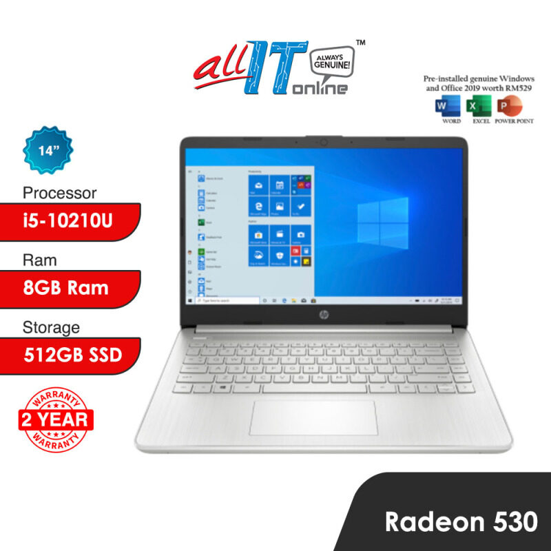 HP 14S-CF2040TX / 14S-CF2041TX Laptop (I5-10210U,8GB,512GB SSD, Radeon 530,W10H,H&S) Malaysia