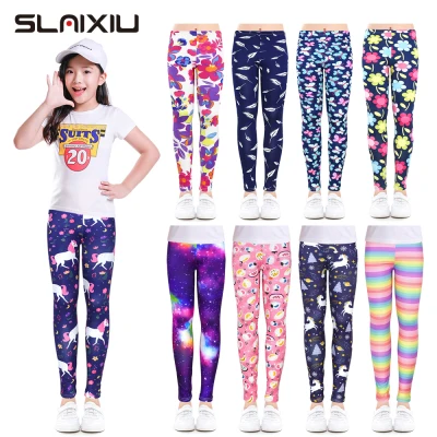 SLAIXIU Summer Girls Leggings Floral Print Soft Thin Teenager Girl Stretchable Pencil Pants Children Trouser (1pcs)