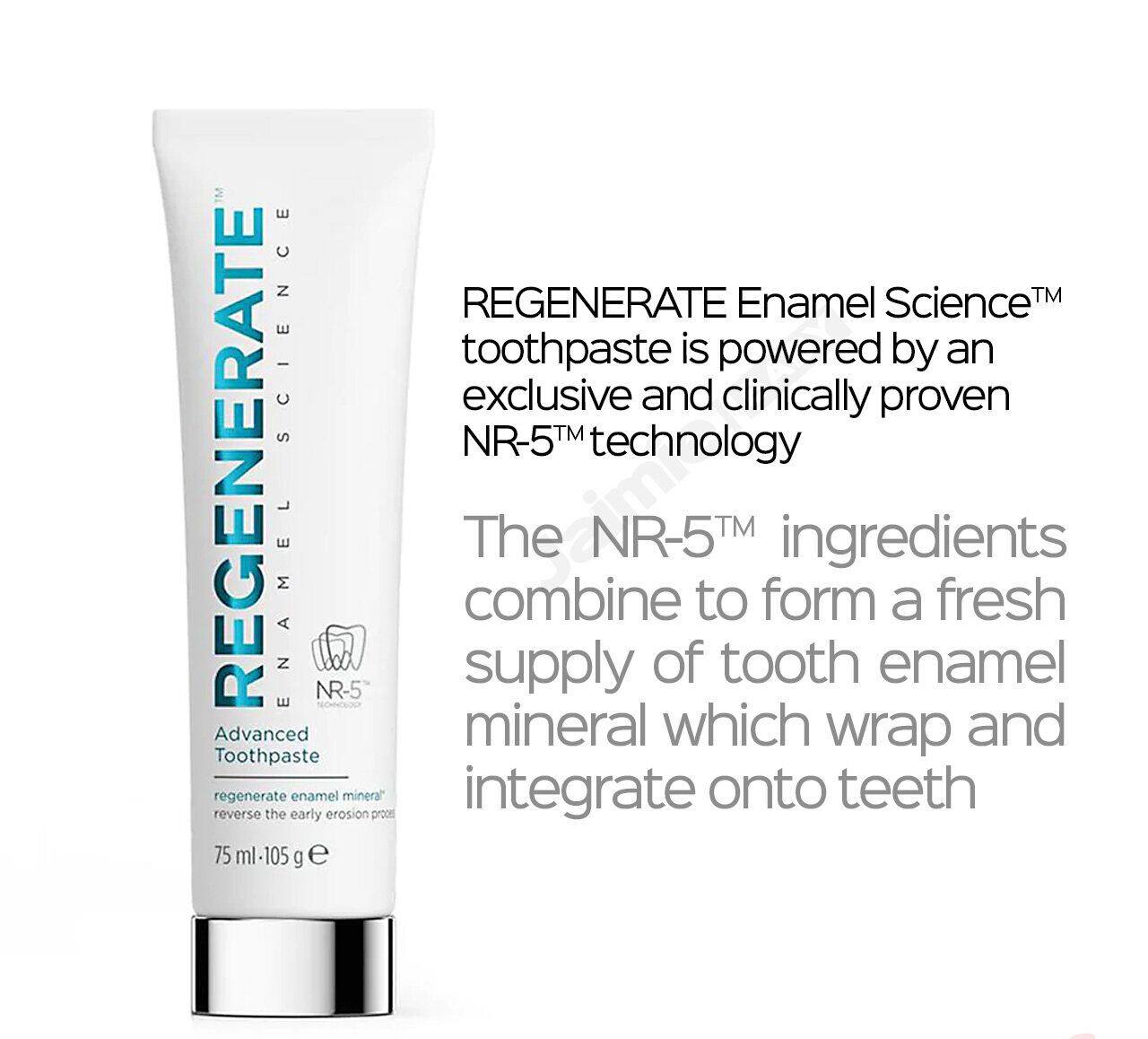 Regenerate Enamel Science Advanced toothpaste with NR-5™ technology regenerates enamel mineral