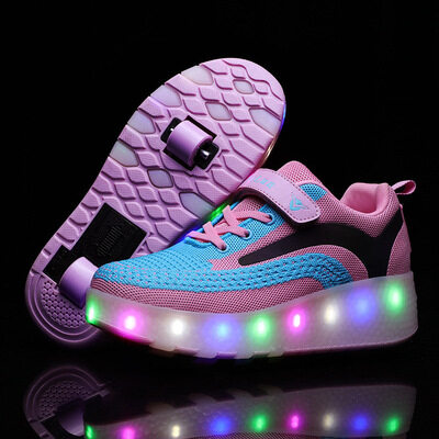 ใหม่ Heelys แฟชั่นชาย USB เด็กไฟ Led รองเท้าเด็กรองเท้าผ้าใบสองล้อเด็ก Roller สเก็ตเรืองแสงสำหรับสาวรองเท้า Roller