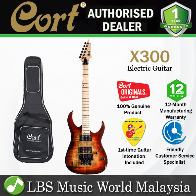 Cort X300 Double Cutaway Bolt On Flamed Maple Top HH Pickup Electric Guitar (X 300) Malaysia