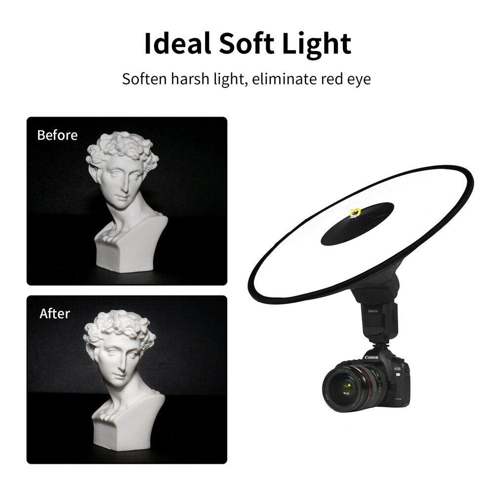 Selens Hộp Tản Sáng Đèn Flash Tròn Dễ Gấp Cho Canon Pentax Speedlite (45Cm)