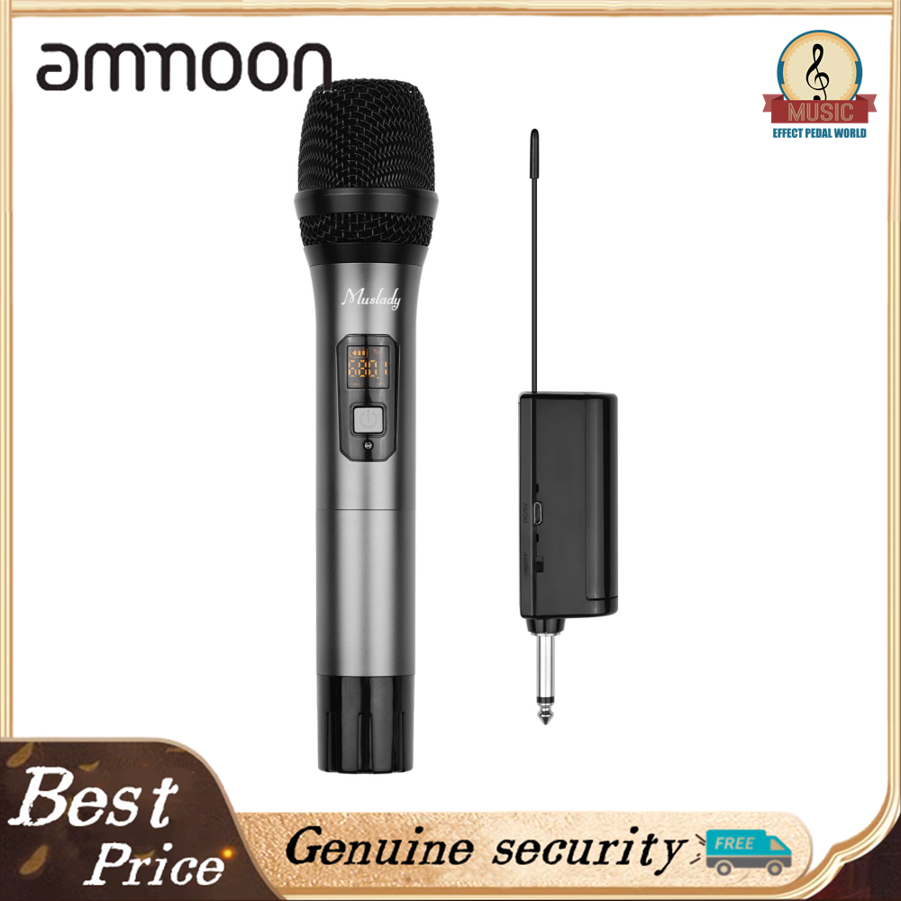 Muslady UHF Wire-less Microphone System with Cardioid Microphone and Receiver 16 Channels for Video Live Broadcast Interview