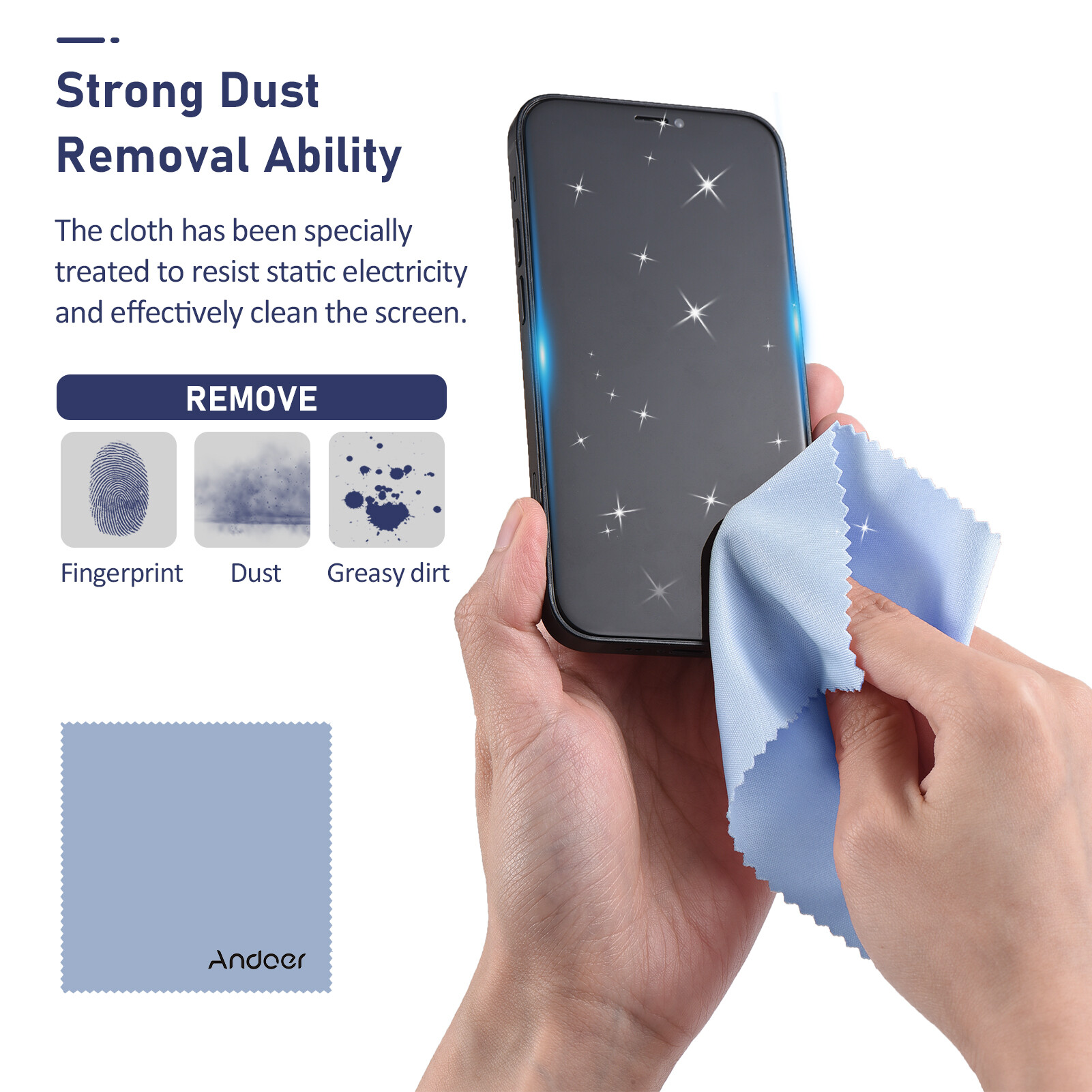 Andoer 10×10cm Microfiber Cleaning Cloth for Glasses Screen Cleaner Cloth Premium Cloth for Lens/DSLR Camera/Camcoder/Phone/Computer
