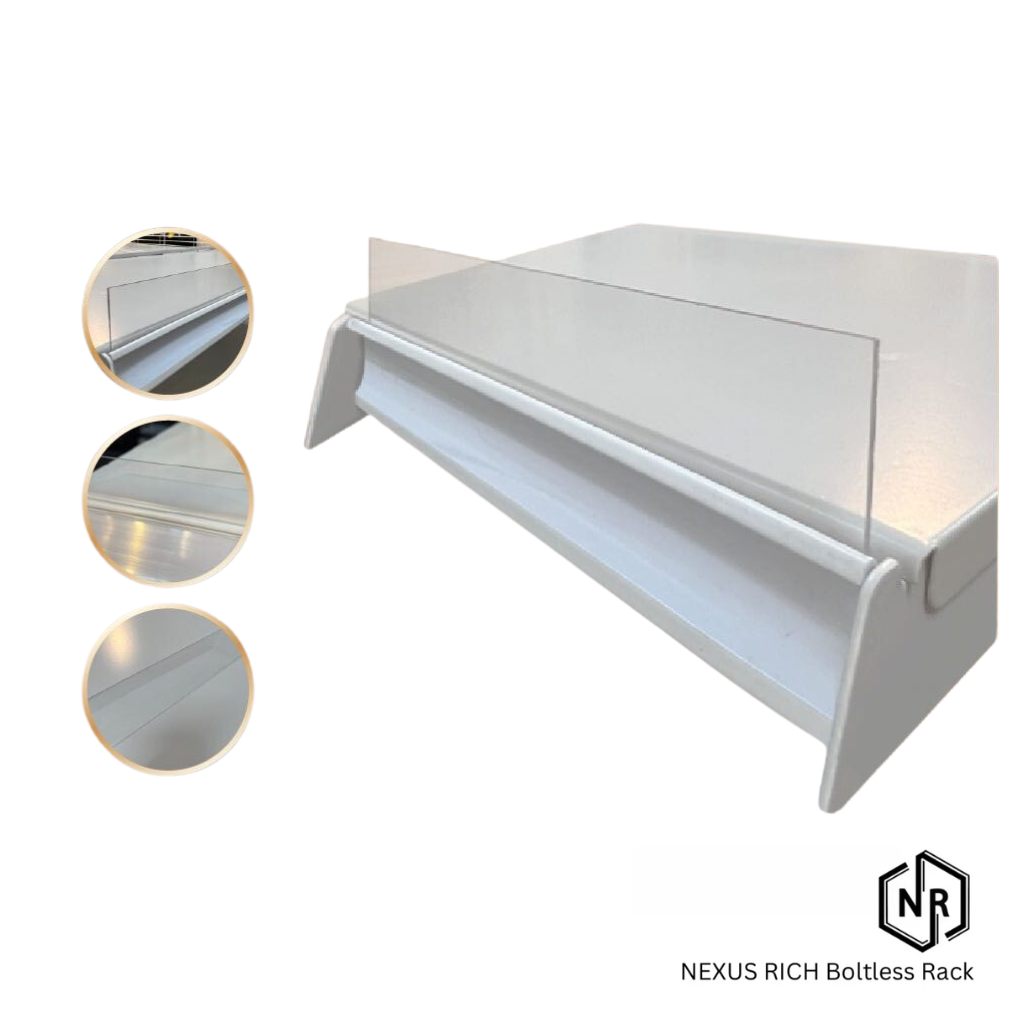 NEXUS Gondola Transparent Acrylic Stopper Retail Rack Rak Kedai Runcit Mini Market Plastic Price