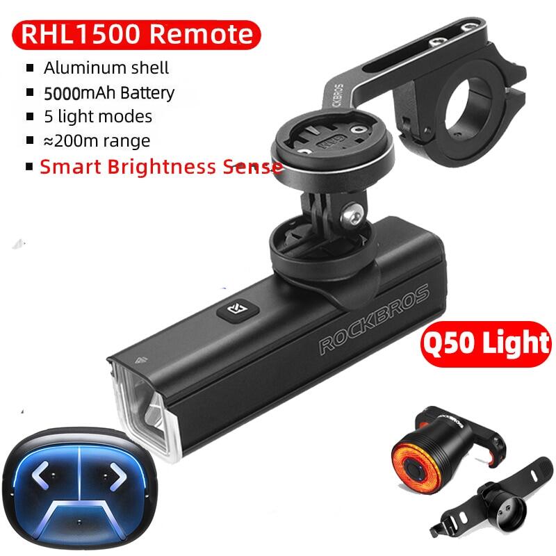 ROCKBROS 400-1000LM Bicycle Light Gopro Mount Holder USB Type-C