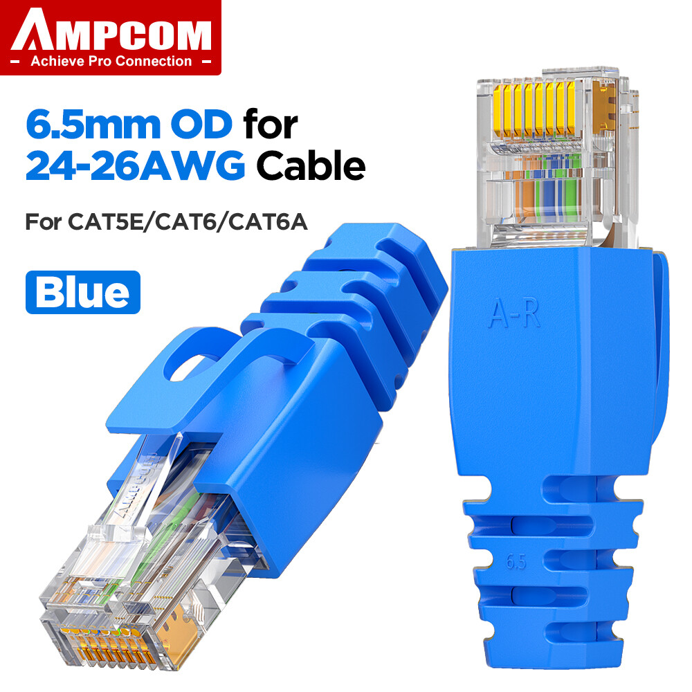 Ampcom 50pcs rj45 ethernet network cable strain relief boots cable connector plug covers for cat5 cat5e cat6