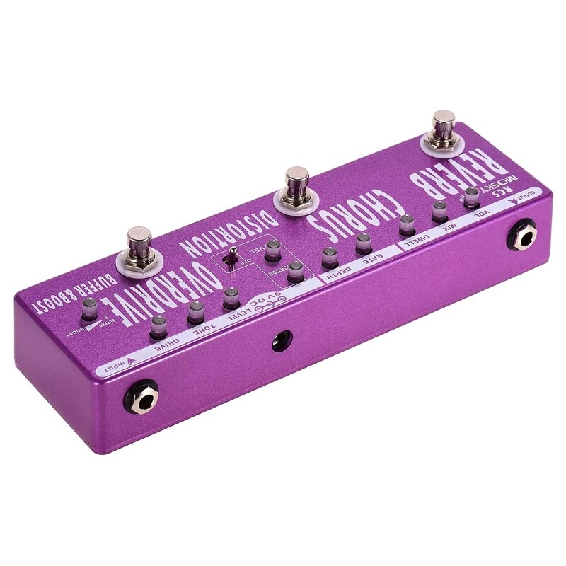 MOSKY RC5 6In1 Guitar Multi Effects Pedal Reverb Chorus Distortion Overdrive Booster Buffer Metal Shell with True Bypass Malaysia