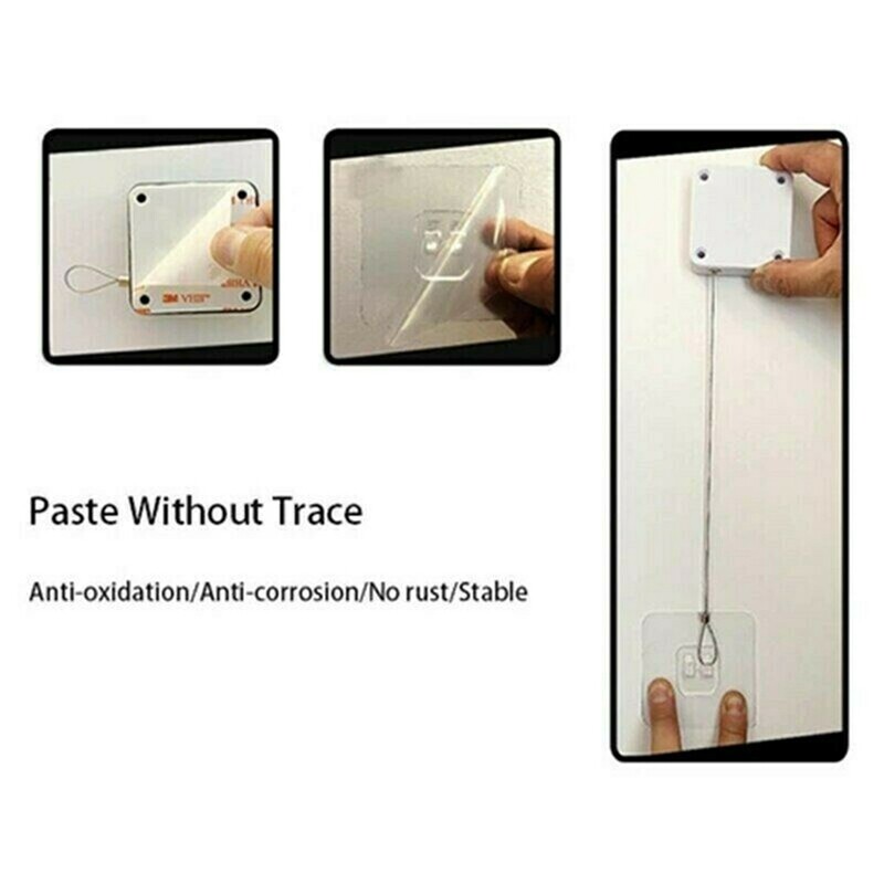 1PC New Punch-free Automatic Square Telescopic Automatic Pull Box Wire Rope Reel Box Sensor Door Closer