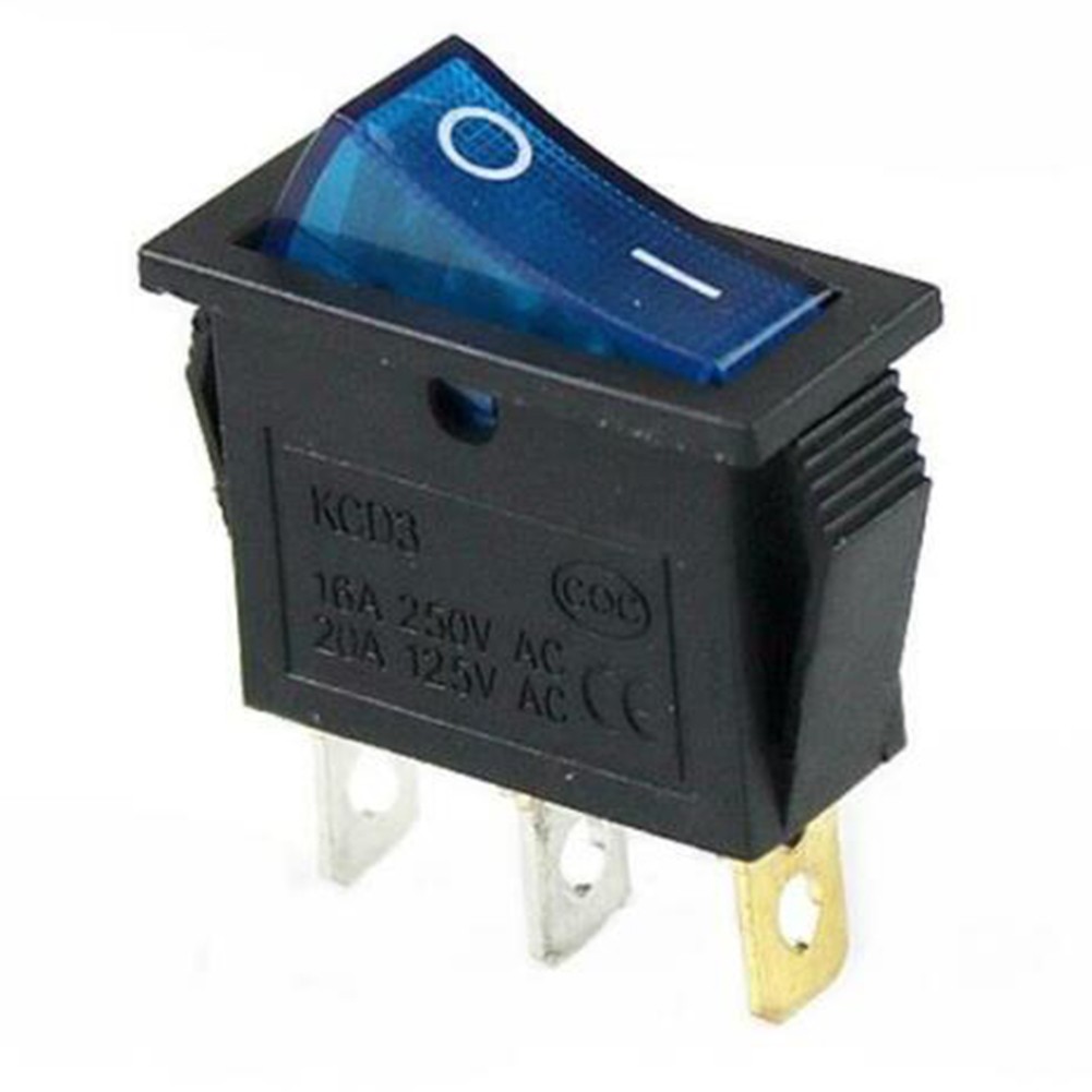 Ac 16a 250v rocker switch ac 20a 125v 3 pins 31mm35mm abs/plastic