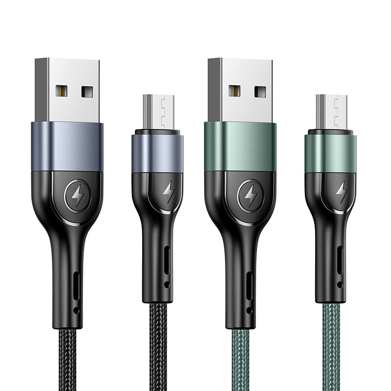 USAMS Cáp dữ liệu sạc nhanh Micro USB Cáp sạc USB A sang Micro Cáp sạc hợp kim nhôm 1M cho Xiaomi Huawei Samsung Oppo Vivo ASUS
