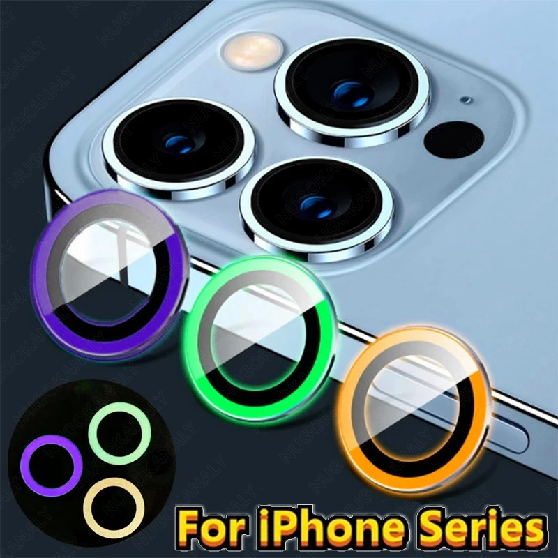 Cho iPhone 17 Air 17 Pro Max 16 Pro Max iPhone 15 Cộng Với 14 Pro Max 11 12 13 Mini Ống Kính camera phía sau Sáng Vòng Kim Loại miếng bảo vệ màn hình bọc hoàn toàn ống kính phía sau Tempered miếng dán film thủy tinh Bảo Vệ