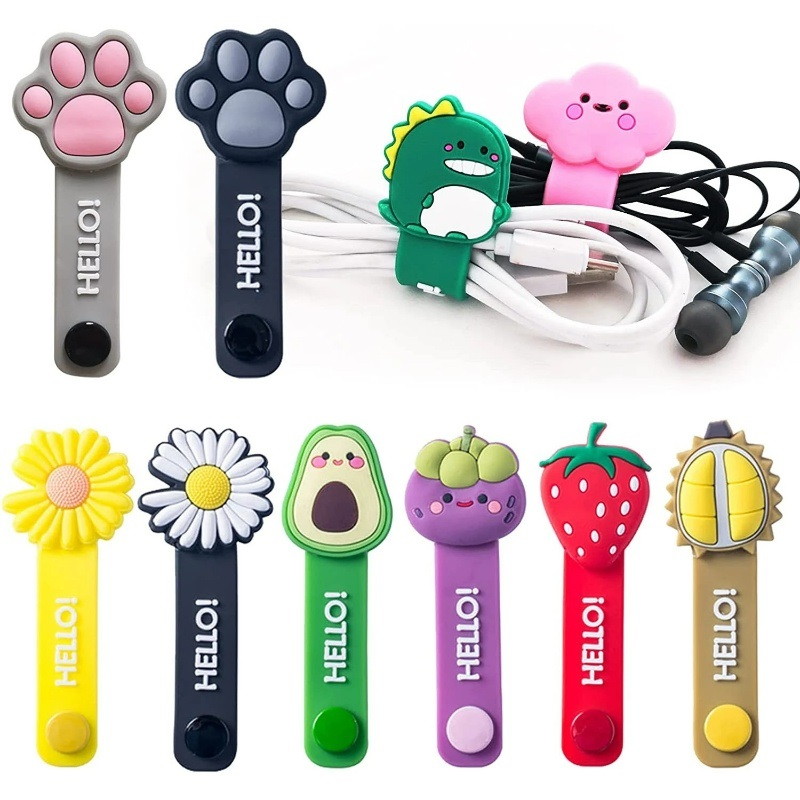 New Hot Sale Headset Silicone Multifunction Data Line Storage Winder Cable Protector Cute Cartoon Cord Protector