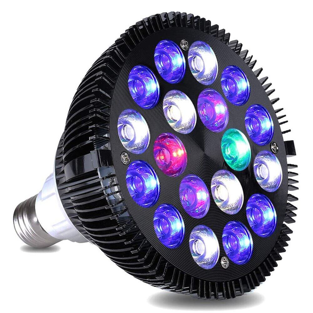 LED Aquarium Light Bulb 54W Light Aquarium LED Light Fish Tank Bulb with Full Spectrum for Coral Reef Saltwater Tank Plants Grow